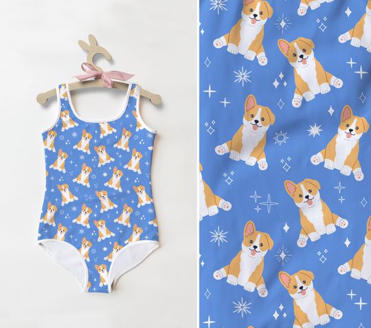 Girls Dog Swimsuit Toddler Bathing Suit | Cute | Quick Drying | Puppy Lovers Swimwear