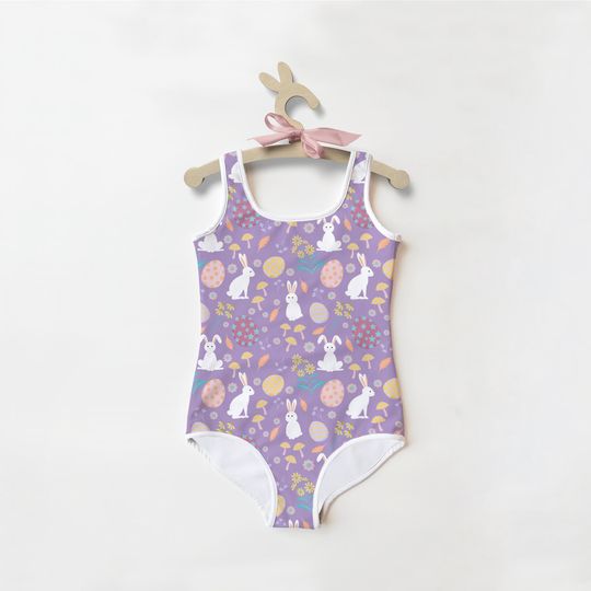 Girls Easter Rabbit Pattern Swimsuit Toddler Bathing Suit