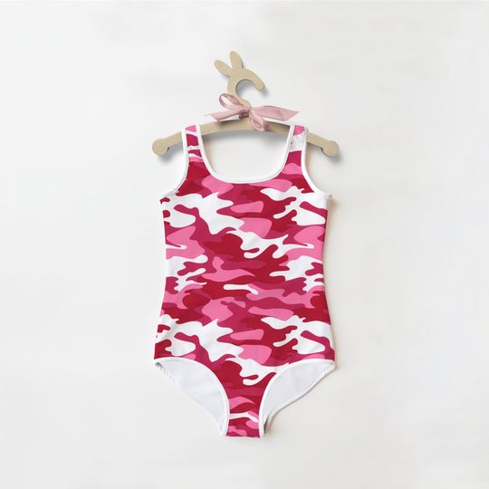 Girls Pink Camouflage Swimsuit | Toddler Bathing Suit | Cute | Quick Drying