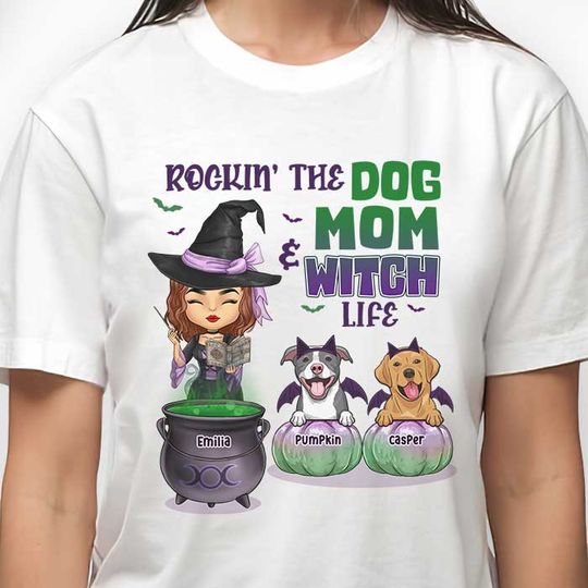 Rockin' The Dog Mom Witch Life Personalized Shirt