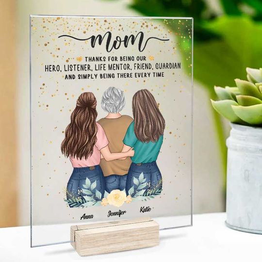 Mom Thanks For Being My Hero Morther's Day Custom Personalized Acrylic Plaque With Stand