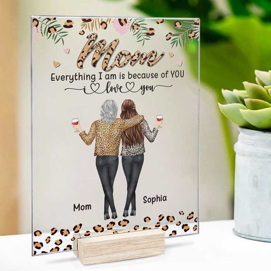 Mom You Are The World To Me Morther's Day Custom Personalized Acrylic Plaque With Stand