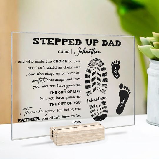 Protect Encourage And Love Father's Day Personalized Horizontal Acrylic Plaque With Stand