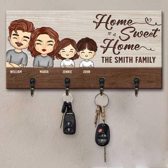 Our Life Our Sweet Home - Family Personalized Custom Key Hanger, Key Holder