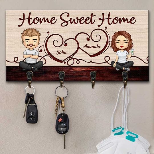 Home Sweet Home, There Is No Place Like Home - Personalized Key Hanger, Key Holder