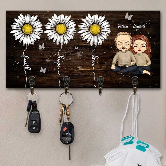 We Have Faith, Hope &Love - Personalized Key Hanger, Key Holder