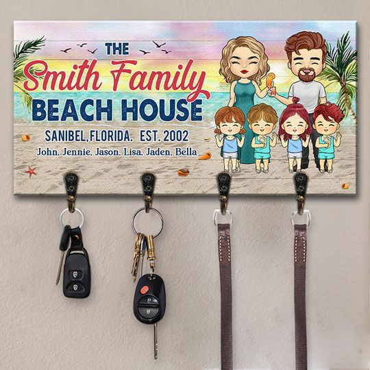 Family Beach House - - Personalized Key Hanger, Key Holder