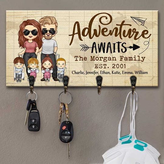 Adventure Awaits Us - Personalized Key Hanger, Key Holder