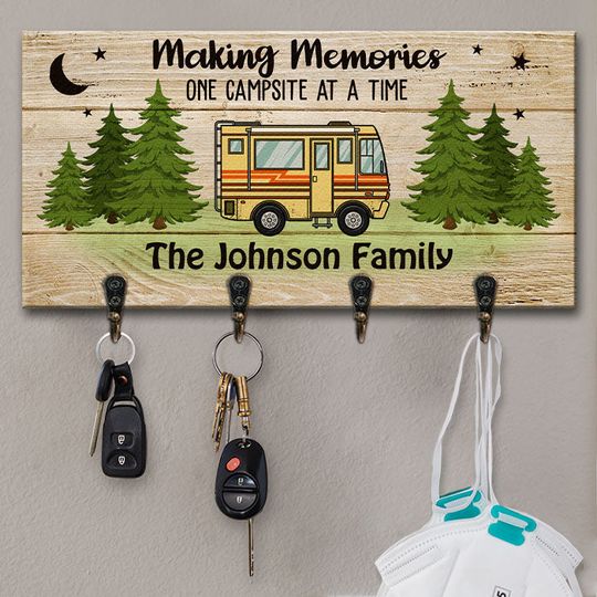 One Campsite At A Time - Personalized Key Hanger, Key Holder