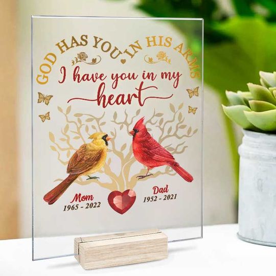 I Have You In My Heart Family Member Memorial Personalized Acrylic Plaque With Stand