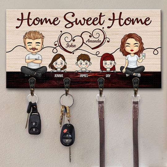 Our Life Our Sweet Home - Personalized Key Hanger, Key Holder