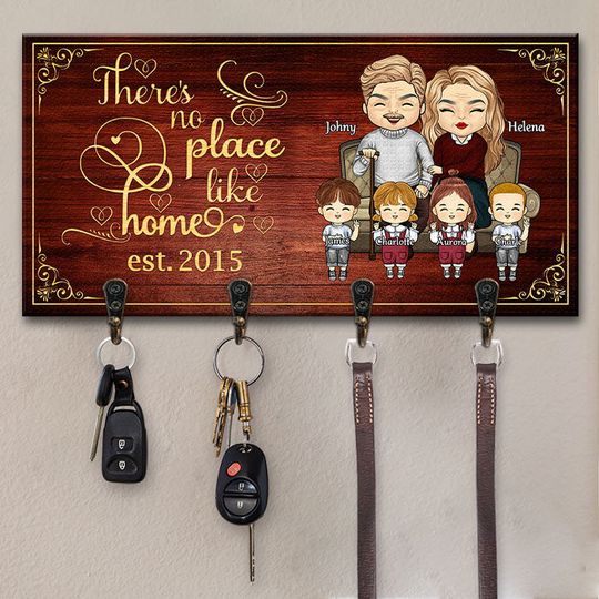 There Is No Place Like Home - Personalized Key Hanger, Key Holder