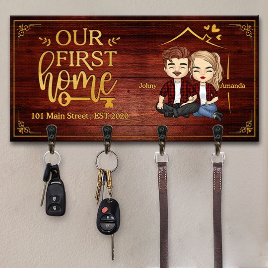 Our First Home - Personalized Key Hanger, Key Holder