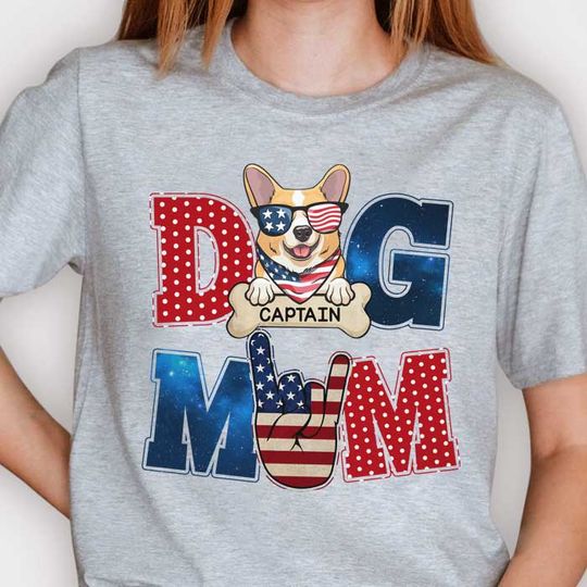 American Dog Mom - Gifts For 4th Of July - Personalized T-Shirt