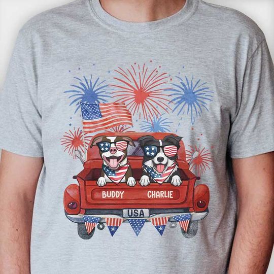 Independence Day Fireworks Dogs - Gift For 4th Of July - Personalized T-Shirt
