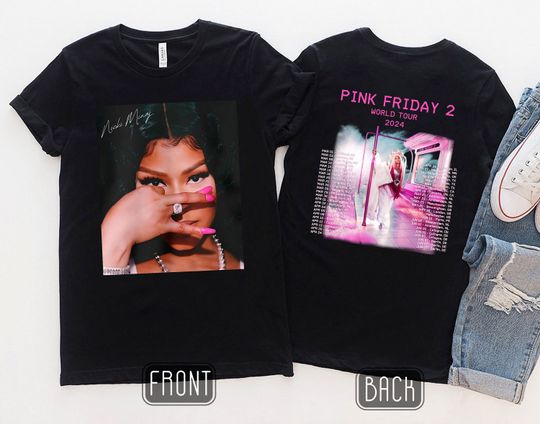 Pink Friday 2 Airbrush Nicki Minaj 2 Sided Shirt, Nicki Minaj Tour Shirt, Pink Friday 2 World Tour Shirt