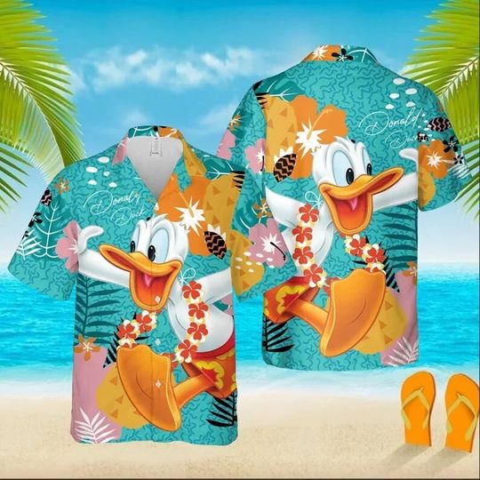 2024 Disney Donald Duck Hawaiian Shirt Donald Duck Shirthawaiian Shirt Flowers Aloha Beach Shirts Disney Summer Shirt
