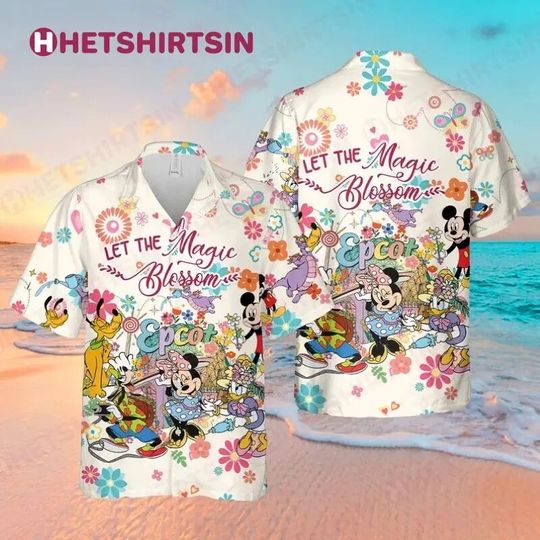 Let The Magic Blossom Disney Epcot Mickey Mouse Disney Hawaiian Shirt, Disney Aloha Shirt