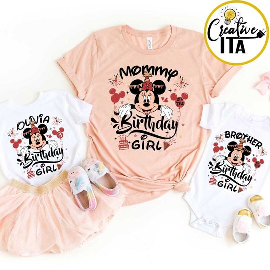 Personalized Mickey Minnie Disney Birthday Shirt, Disney Family Birthday Party