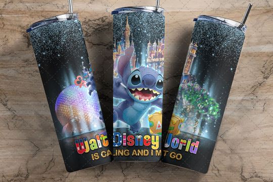 Disney Stitch Glitter Tumbler with Lid and Straw