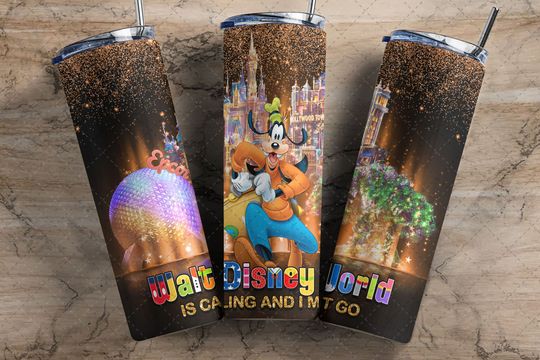 Disney Glitter Goofy Tumbler with Lid and Straw