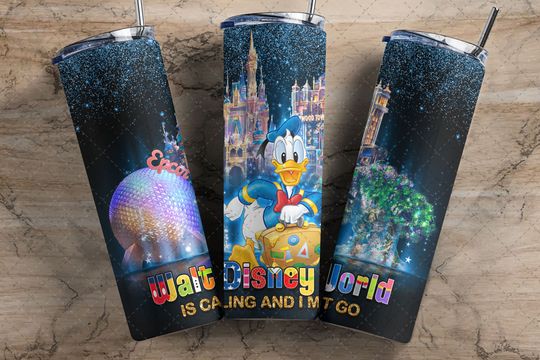 Disney Donald Duck Glitter Tumbler with Lid and Straw