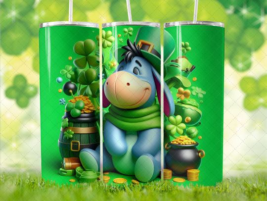 Disney Eeyore St Patrick's Day Tumbler with Lid and Straw