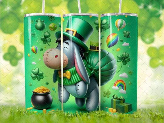 Disney Eeyore St Patrick's Day 2 Tumbler with Lid and Straw