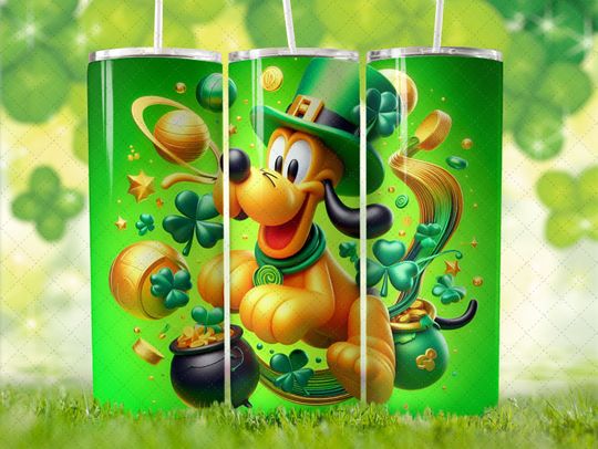 Disney Pluto St Patrick's Day Tumbler with Lid and Straw