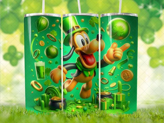 Disney Pluto St Patrick's Day 2 Tumbler with Lid and Straw