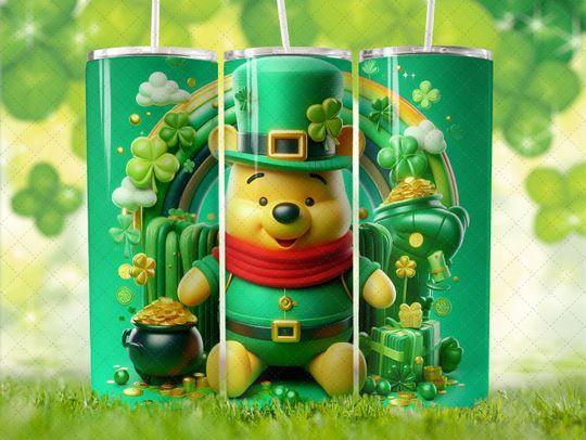 Disney Winnie the Pooh St Patrick's Day Tumbler with Lid and Straw