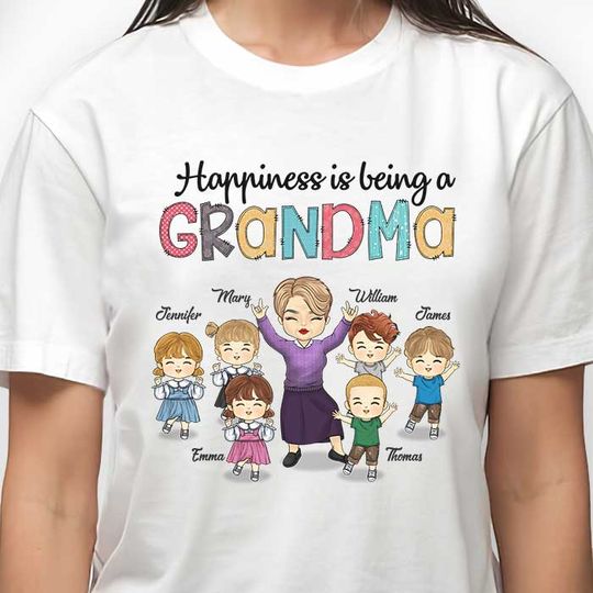 Happiness Is Being A Granny - Personalized Unisex T-shirt - Gift For Grandma, Grandparents