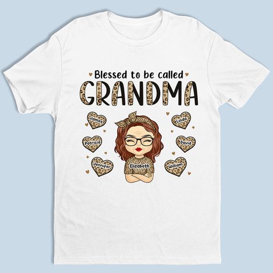 Blessed To Be A Grandma - Family Personalized T-shirt - Mother's Day Gift For Grandma