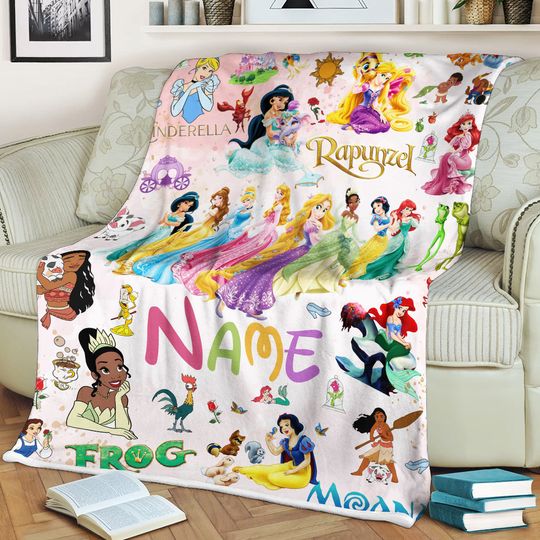 Personalized Watercolor Princess Fleece Blanket