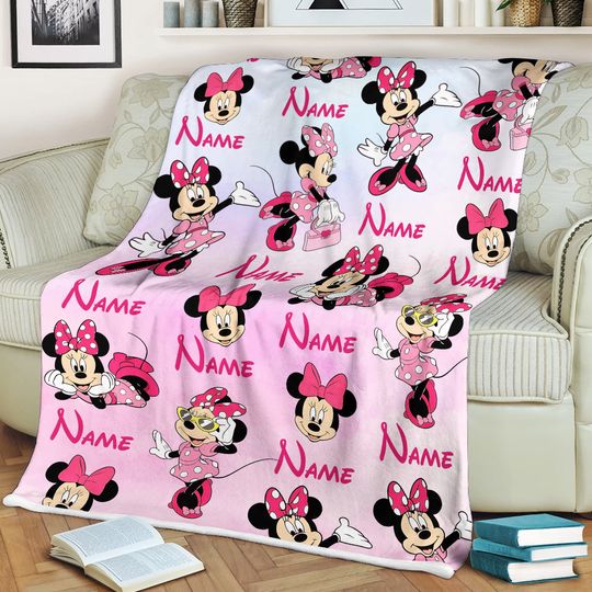 Personalized Watercolor Mouse Fleece Blanket