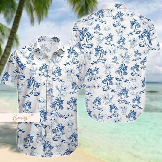 Stitch Button Shirt, Stitch Summer Shirt, Stitch Hawaiian Shirt, Stitch Vacation