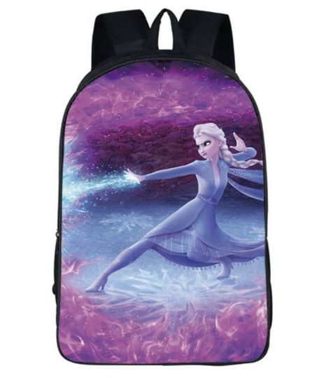 Charming Elsa Princess Purple Theme Frozen Movie Love School Backpack