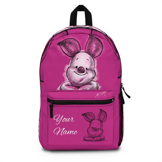 Gift Customized, Piglet, Winnie the Pooh, Purple Kids Shool Backpack
