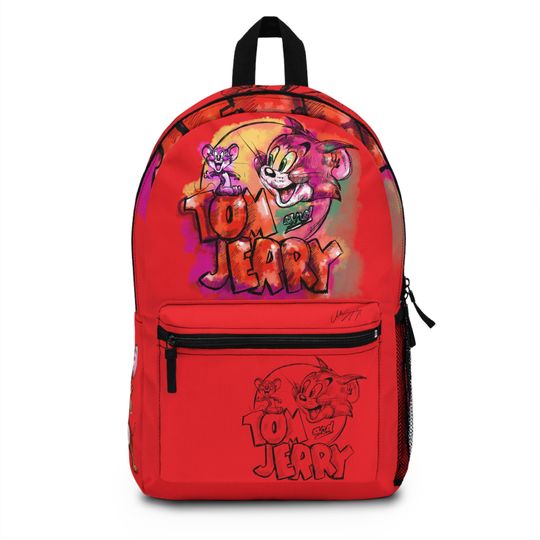 Tom and Jerry, Red Kids Shool Backpack, Tom and Jerry Red Bag