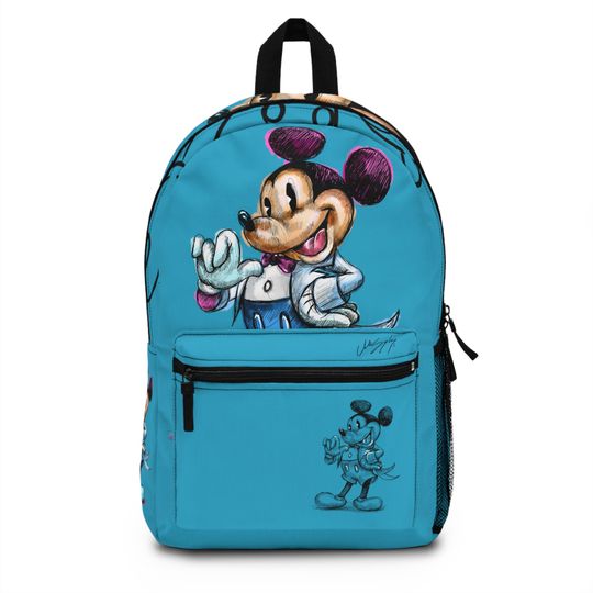 Mickey Mouse Gift Backpack, Disney Turquoise Design on Unisex Bag,