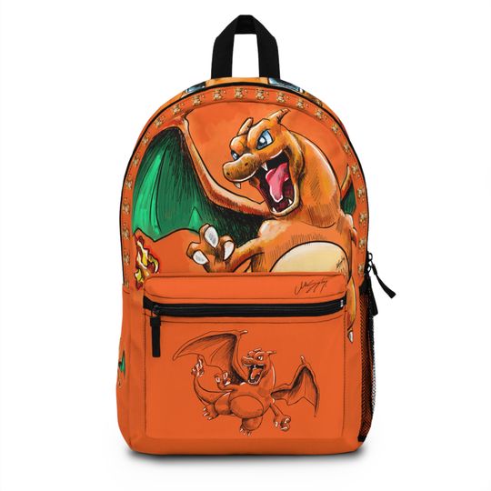 Charizard Orange School Backpack, Kids Orange PKM Bag