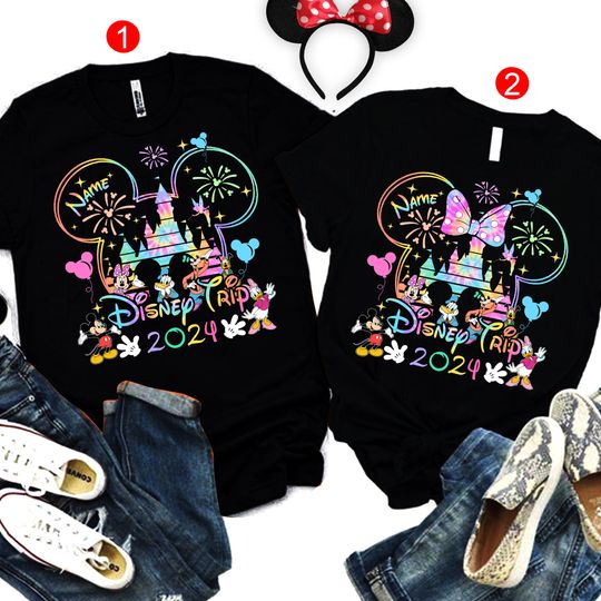 Disney Trip 2024 Shirt, Tie Dye Disney Mickey Minnie Shirt