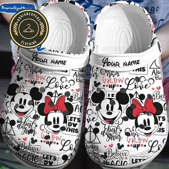 Personalize  Mickey Minnie Clogs Shoes,  Disney Mickey Minnie Clogs