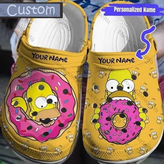 Custom Homer Simpson Donut Clog Shoes,  Homer Simpson Donut Slipper