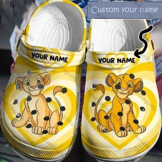 Custom The Lion King Clog Shoes, Personalized Disney Simba Clogs