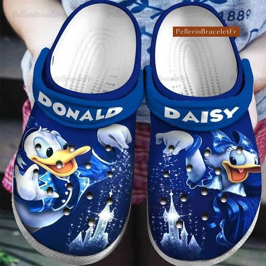 Disney Donald And Daisy Clog Shoes, Personalized Donald Clogs Slipper