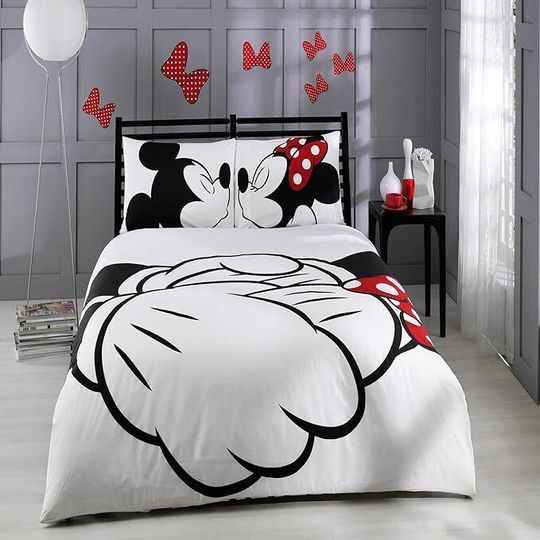 Mickey And Minnie Mouse My Love For You Is Forever Couple Bedding Set