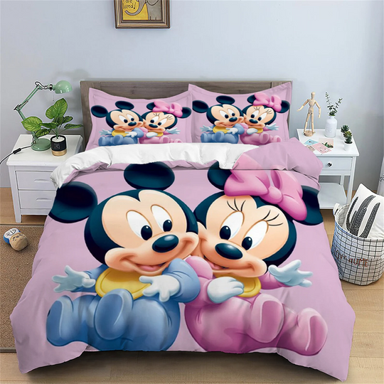 Baby Mickey And Minnie Couple Love Forever Better Together Bedding Set