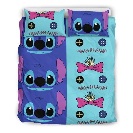 Cute Friends Stitch And Scrump Doll Ohana Means Family Bedding Set