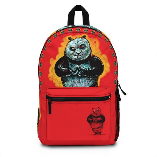 Kung fu Panda Red Kids School Backpack, Back to school Panda Red Bag